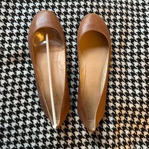 Aldo Leather Ballet Flats, Size 8, Brown